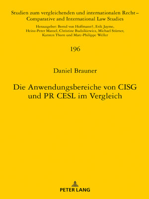 cover image of Die Anwendungsbereiche von CISG und PR CESL im Vergleich